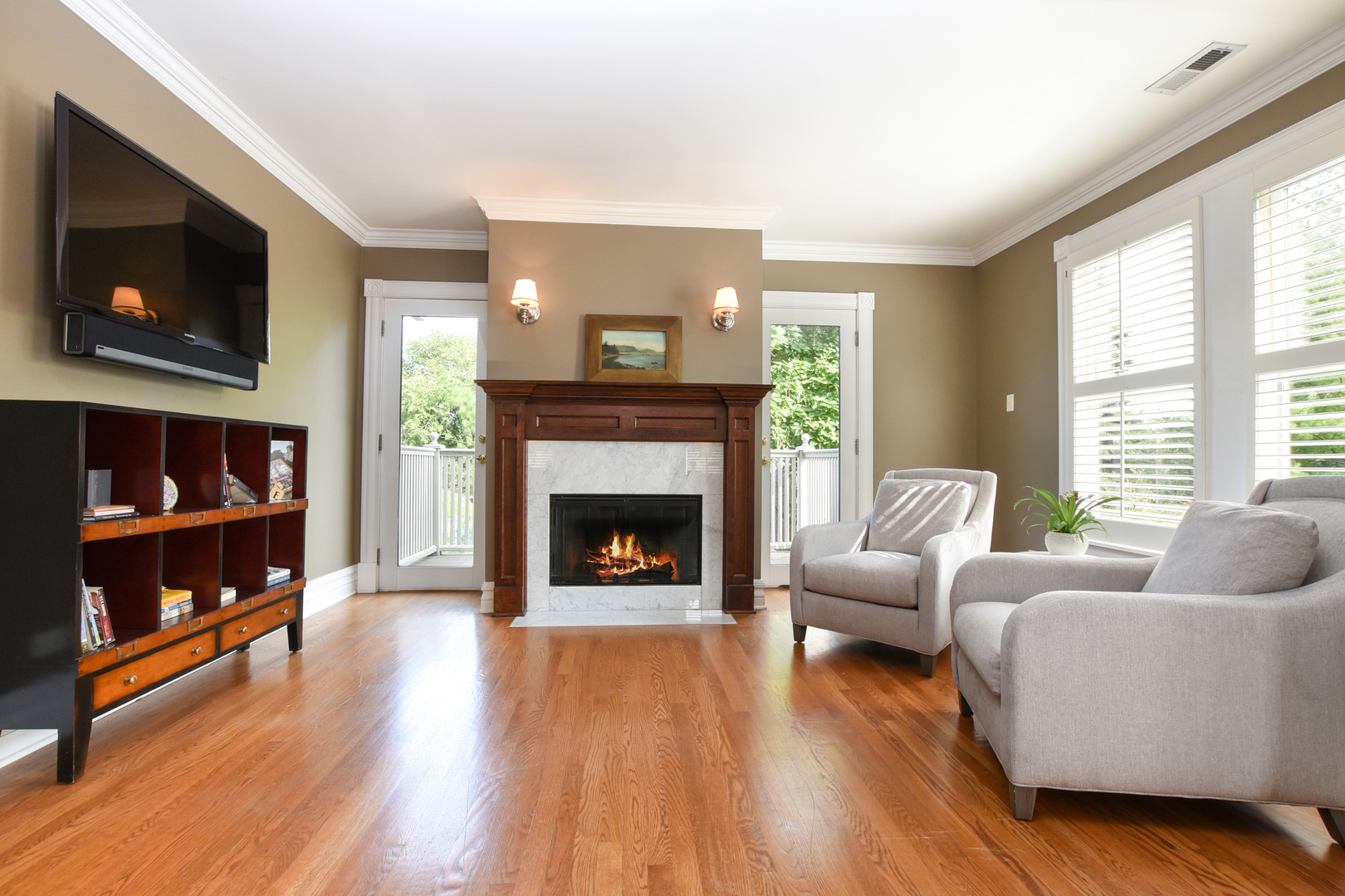 300 North Delaplaine Road Riverside, IL 60546 - Photo 27 of 50 a living room with furniture and a fireplace