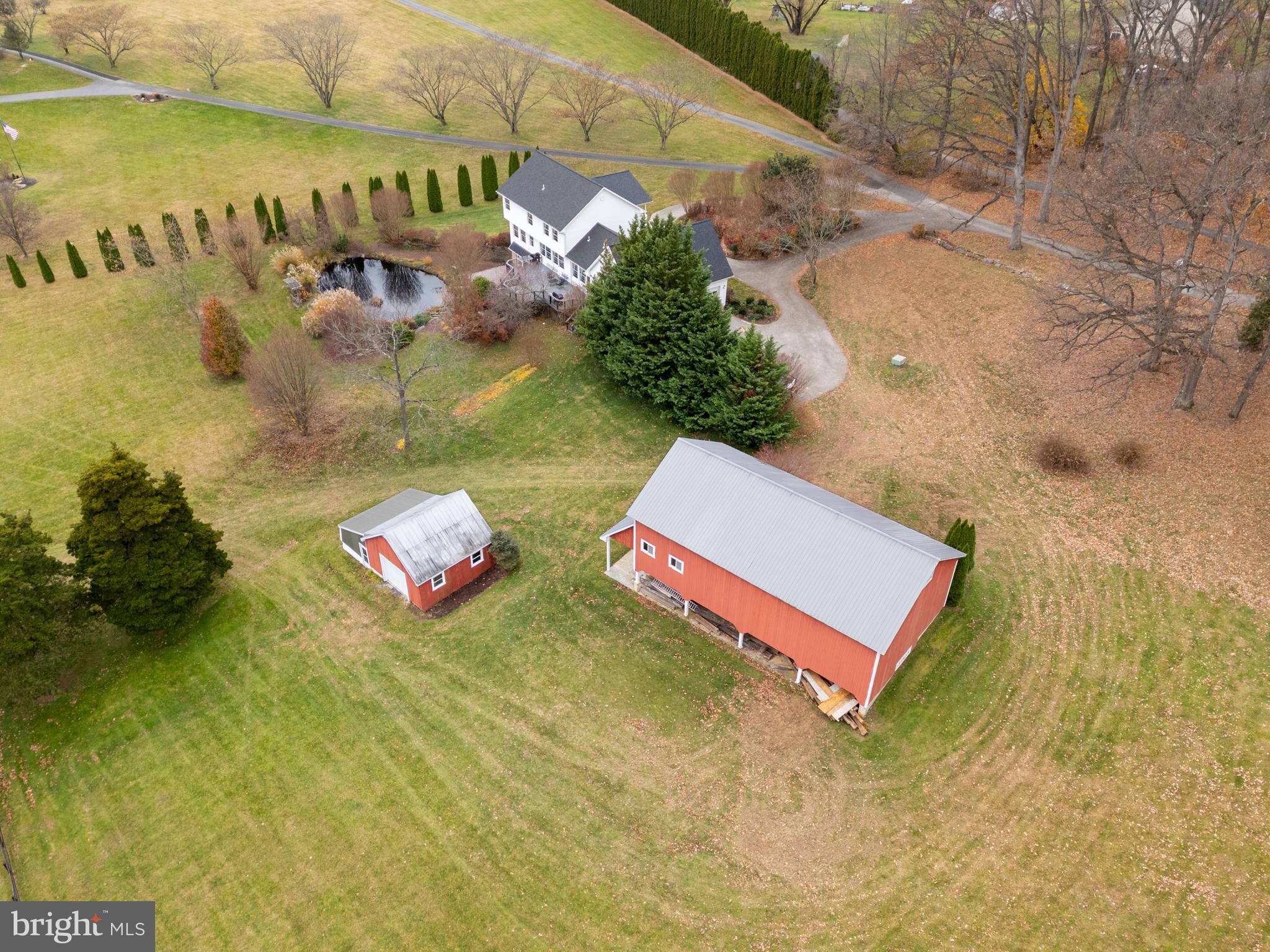 2183 Amoss Mill Road Pylesville, MD 21132 - Photo 79 of 90 Drone view of barns & property