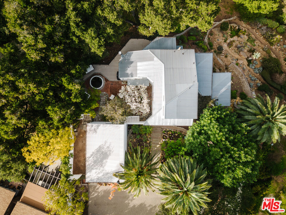 2002 Tuna Canyon Road Topanga, CA 90290 - Photo 6 of 70 an aerial view of a house with a yard and garden