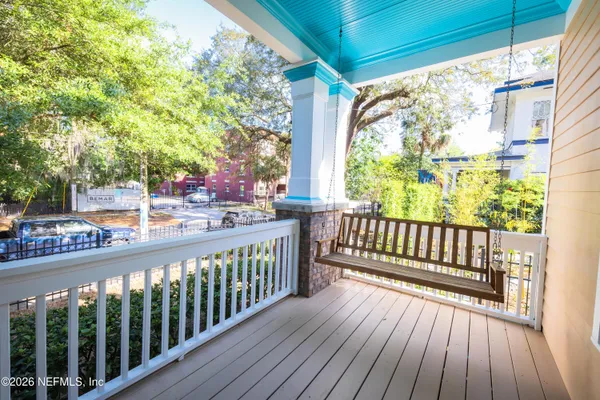 a view of city from a balcony