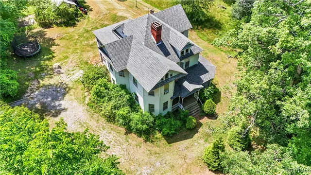 an aerial view of a house