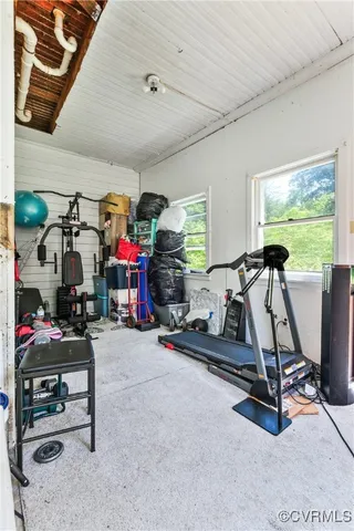 a view of a room with gym equipment