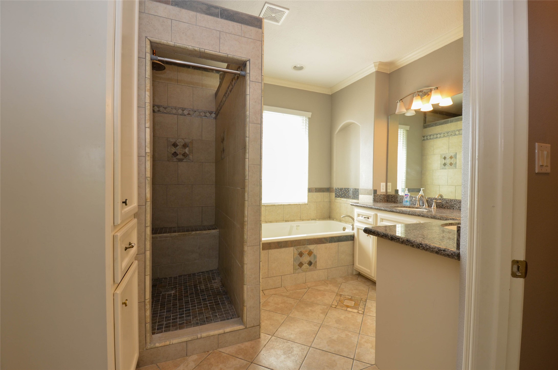 6125 Alleluia Trail Manvel, TX 77578 - Photo 15 of 25 a bathroom with a granite countertop sink and a mirror
