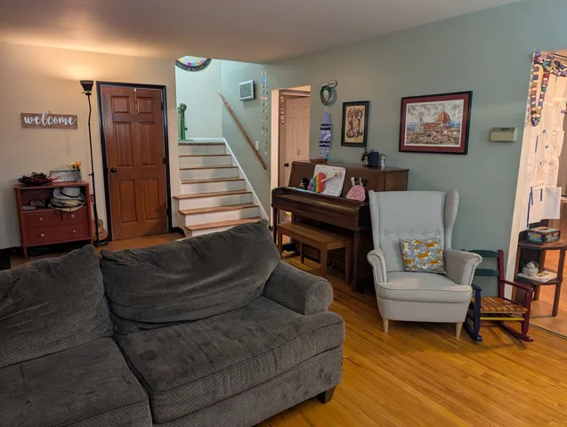 a living room with furniture and a couch