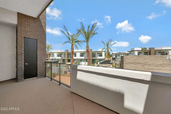 a view of a door and a balcony