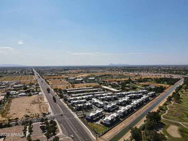 an aerial view of a city