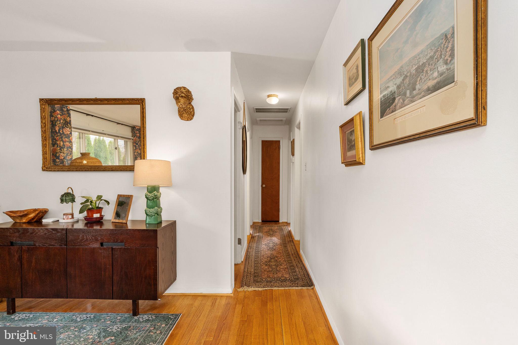 6714 Ruskin Street Springfield, VA 22150 - Photo 23 of 63 a hallway with painting on the wall and a potted plant