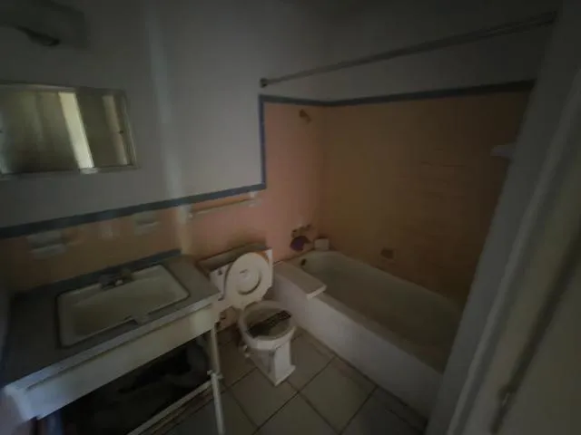 a bathroom with a bathtub