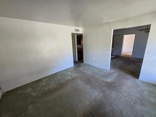an empty room with closet