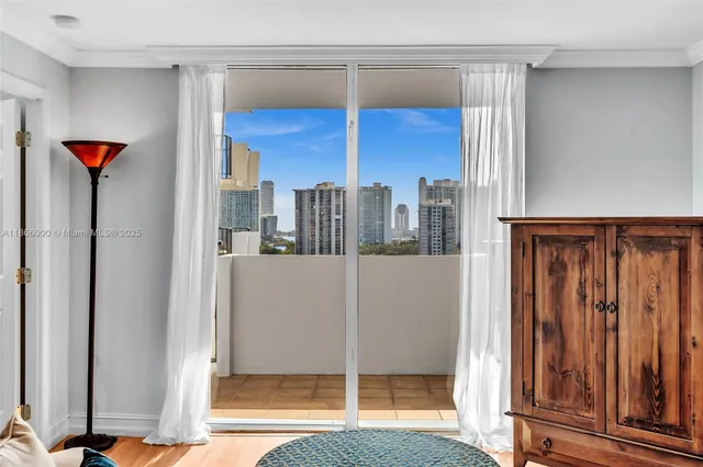 a view of a city from a balcony