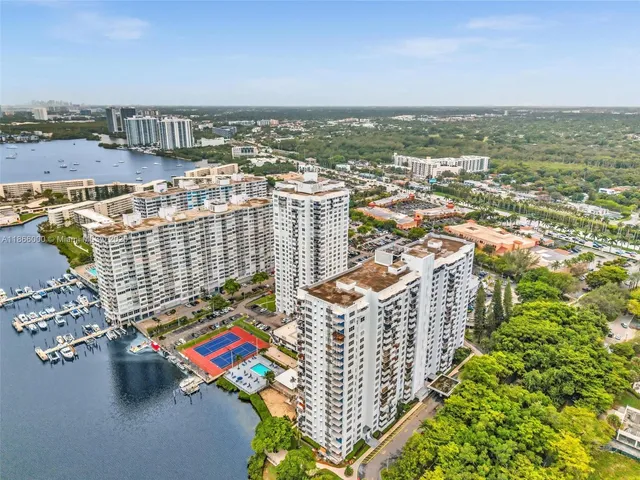 a view of a city with tall buildings