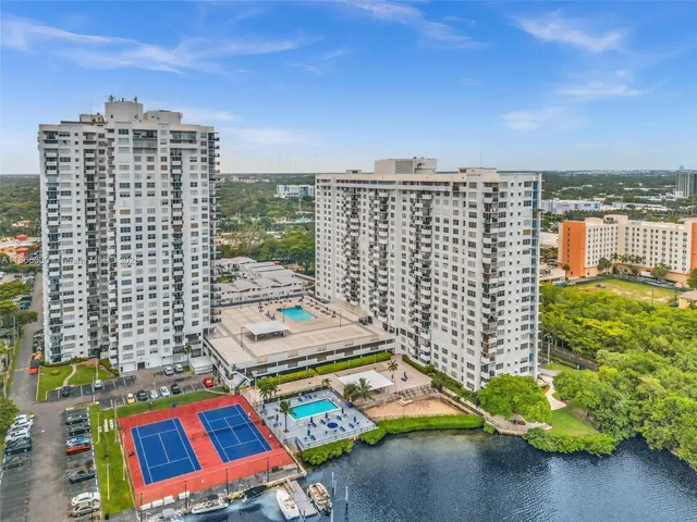 a view of a city with tall buildings
