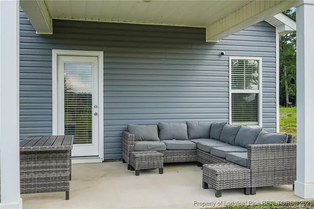 a view of a patio with couches