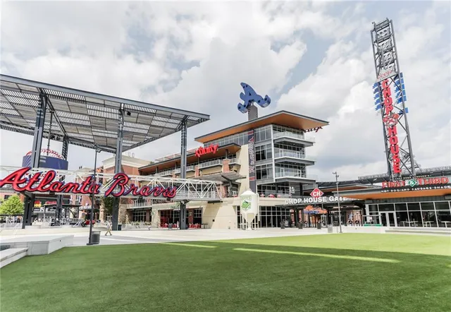 a view of a building with a garden