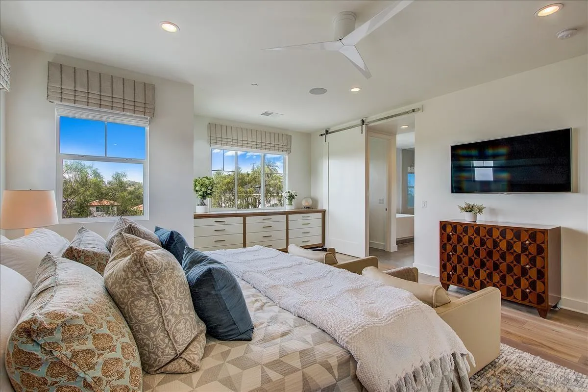656 Jocelyn Way Encinitas, CA 92024 - Photo 17 of 35 a bed room with a bed television and a window