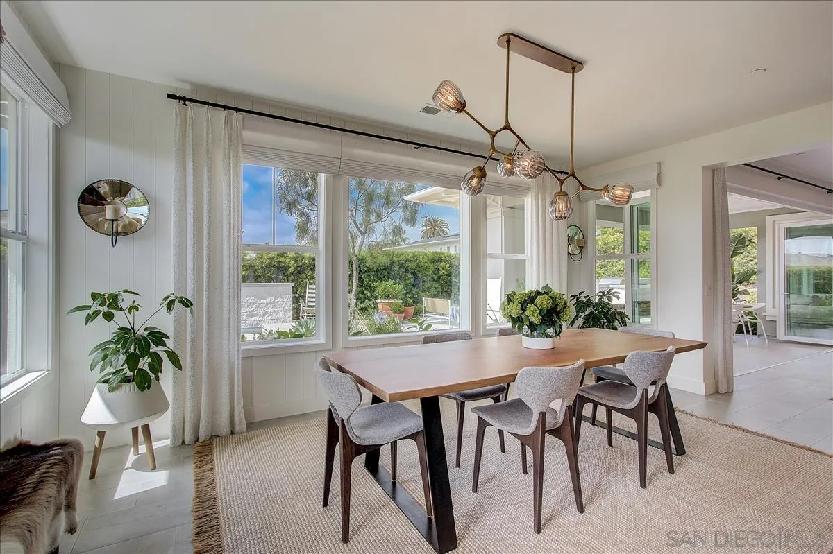 656 Jocelyn Way Encinitas, CA 92024 - Photo 9 of 35 a dining room with furniture a chandelier and wooden floor
