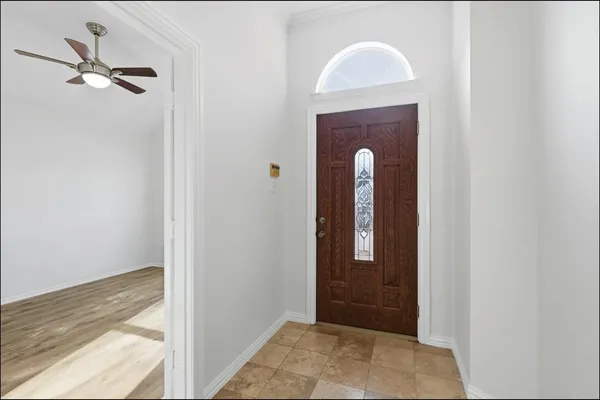 a view of a room that has a mirror
