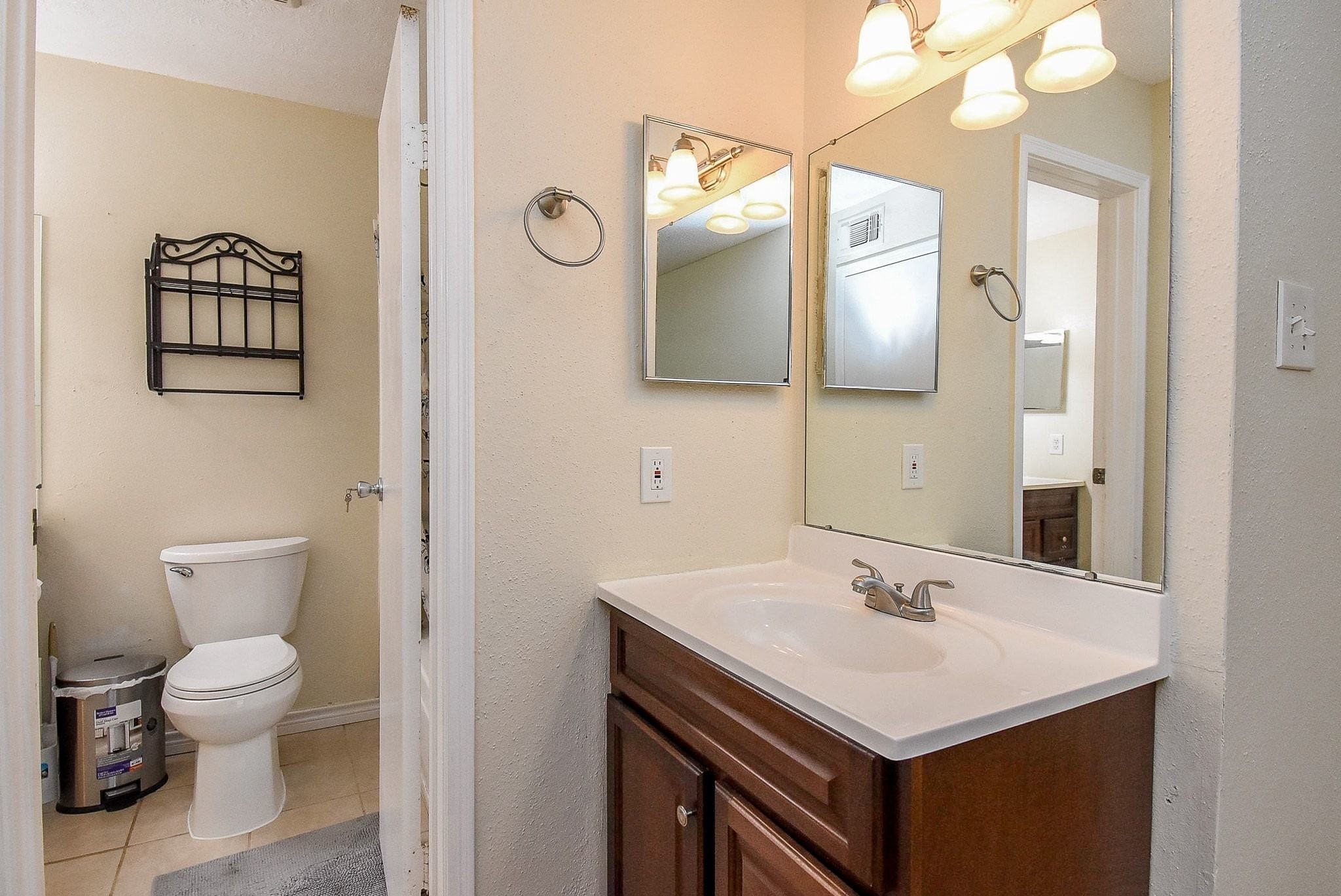 12660 Ashford Point Drive, Unit 507 Houston, TX 77082 - Photo 24 of 28 a bathroom with a sink vanity and a mirror