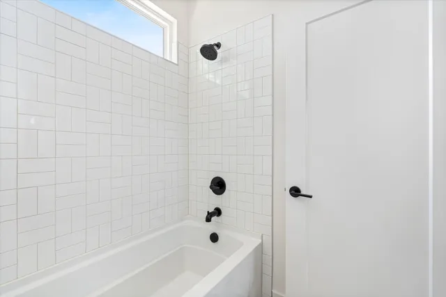 a bathroom with a bathtub