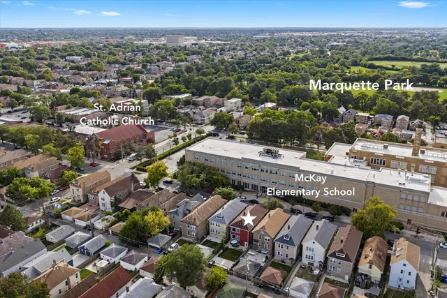 a view of a city with lots of trees