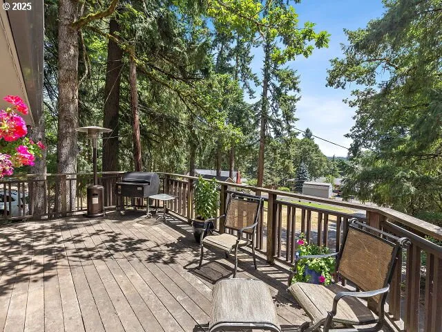 a view of balcony with furniture