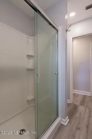 a porch with seating space