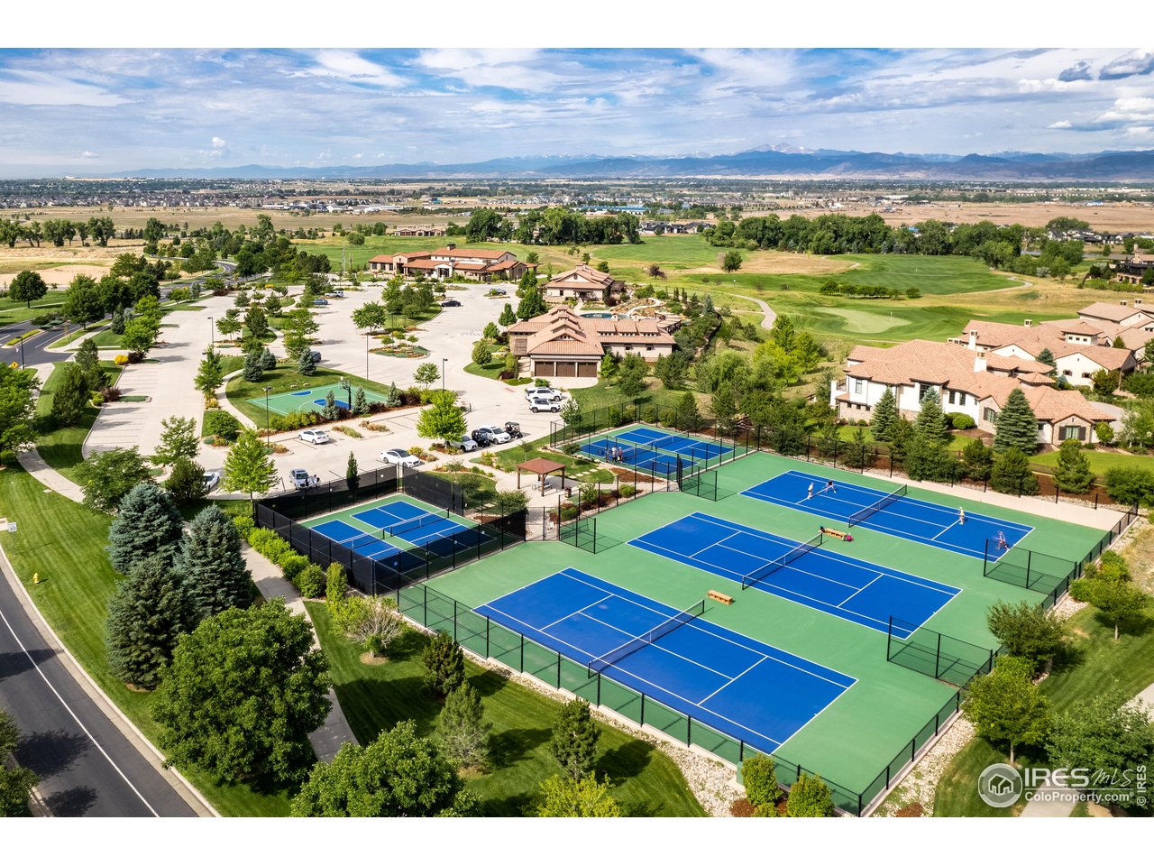 6719 Morning Song Court Timnath, CO 80547 - Photo 42 of 43 Aerial view of the tennis and pickleball courts