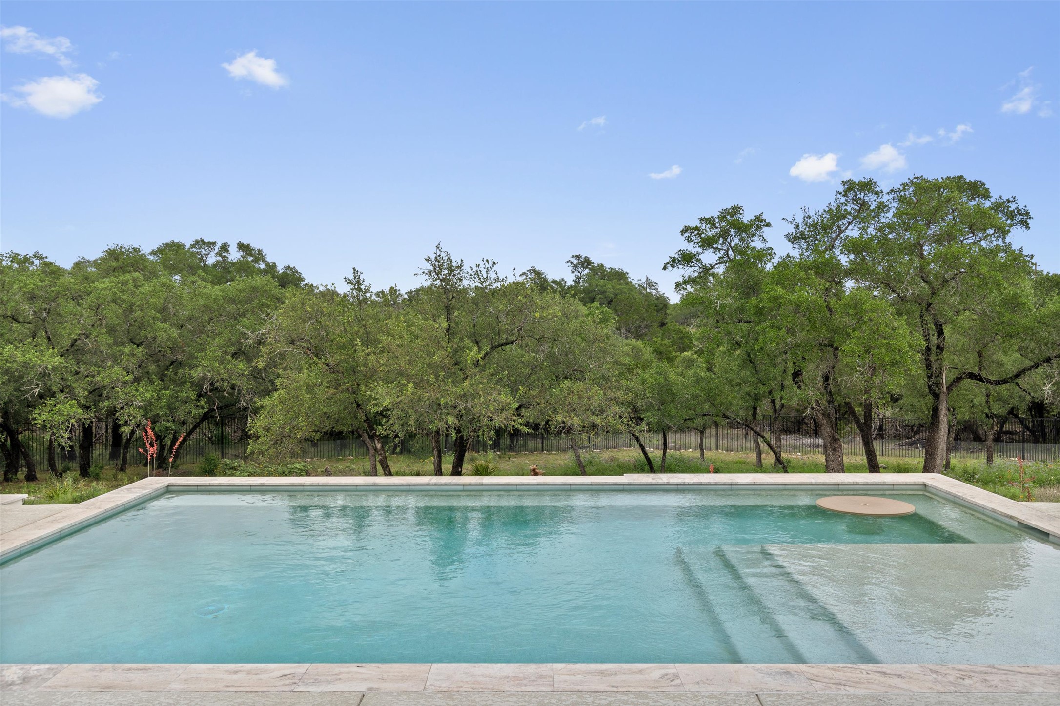 1805 Performer Road Spicewood, TX 78669 - Photo 27 of 40 Stunning swimming pool featuring a shallow sun shelf and integrated steps, all on 7 1/2 acres with access to the river