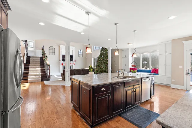 a workspace with furniture and a window