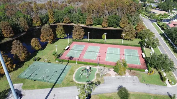 an aerial view of a house