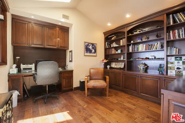 a workspace with furniture