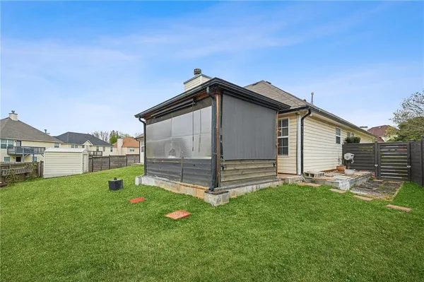 an aerial view of a house