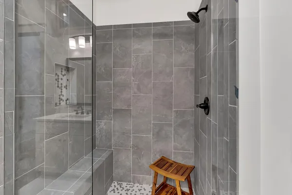 a bathroom with a shower