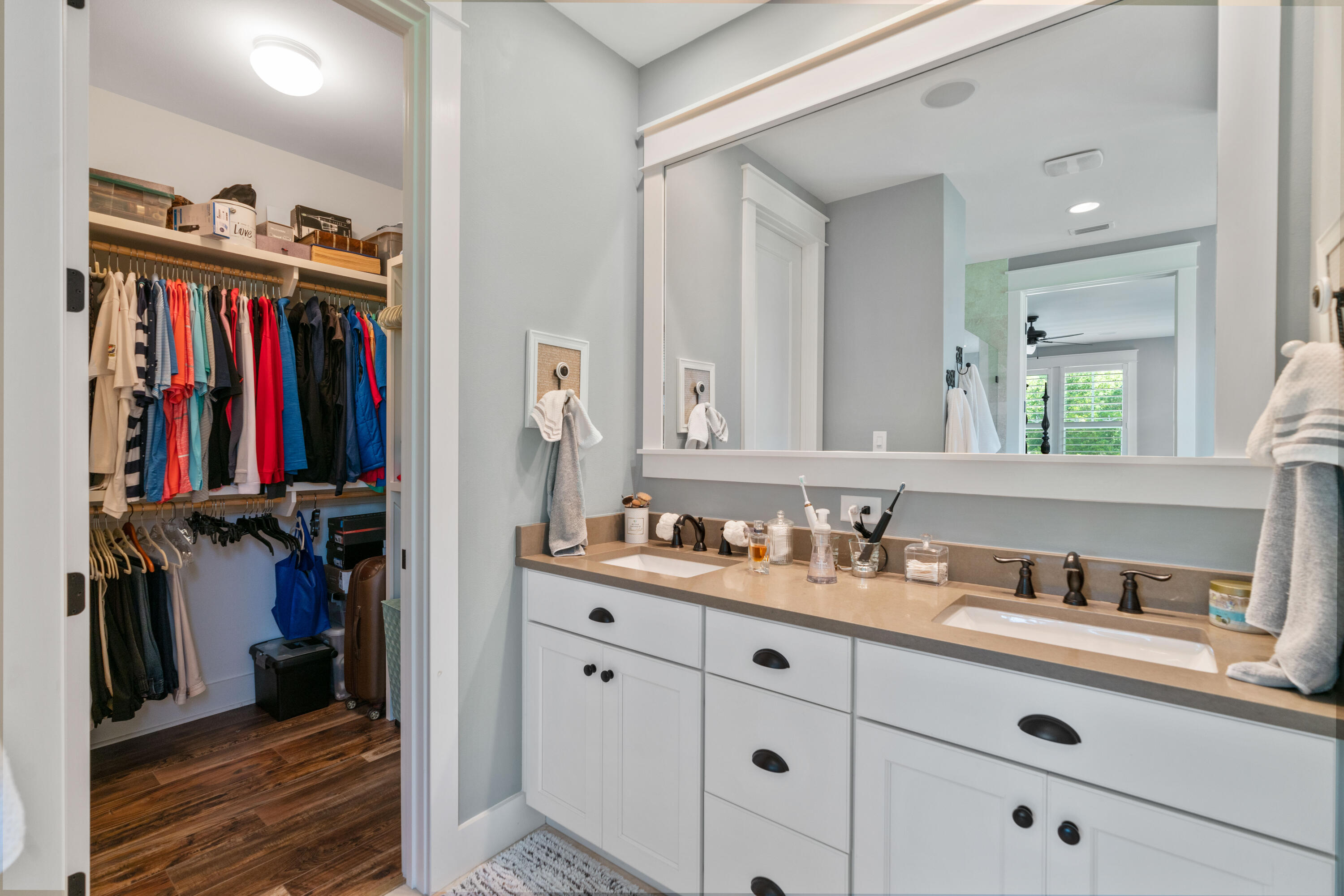 18 Jack Knife Drive Inlet Beach, FL 32461 - Photo 32 of 61 a bathroom with a double vanity sink and a mirror