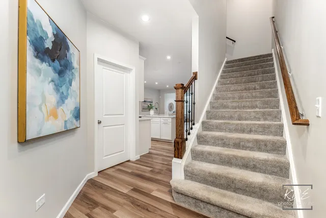 a view of an entryway with staircase