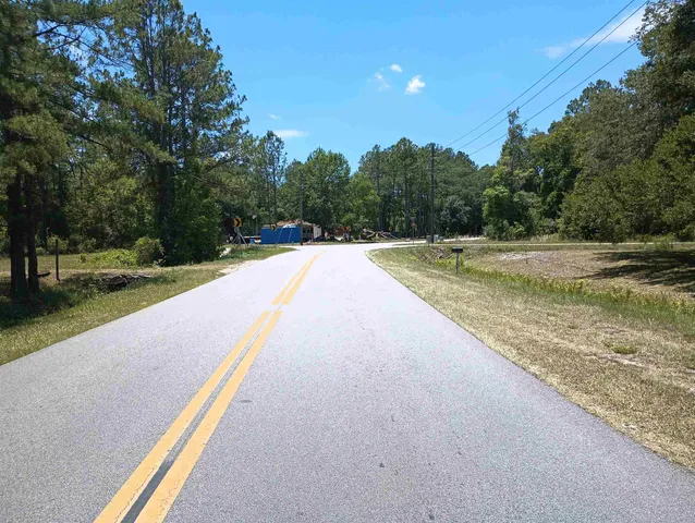 a view of a yard with large tree