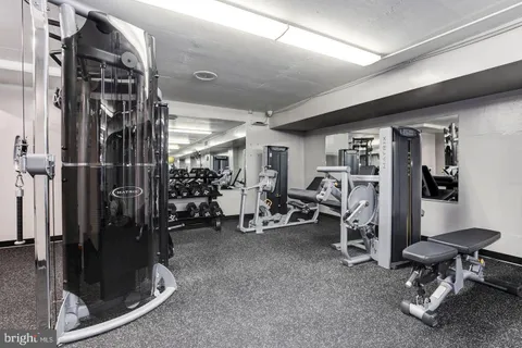 a view of a room with gym equipment