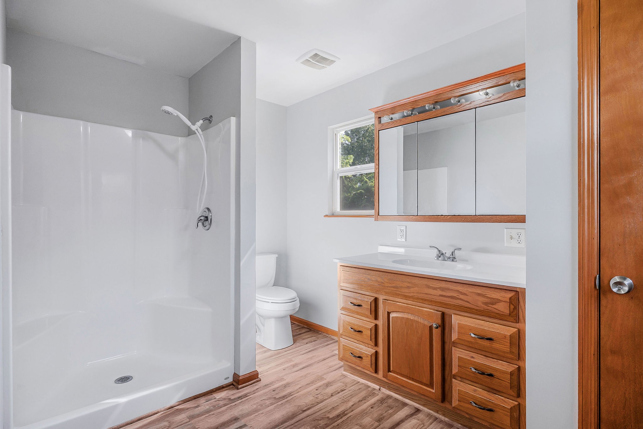 220 Higginbotham Road McMinnville, TN 37110 - Photo 9 of 21 a bathroom with a granite countertop sink a toilet a mirror and shower