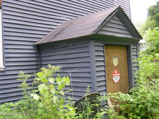 a view of a yard with a tree in the background