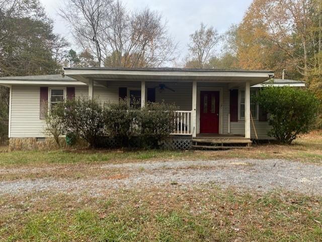View of front of property featuring covered porch
