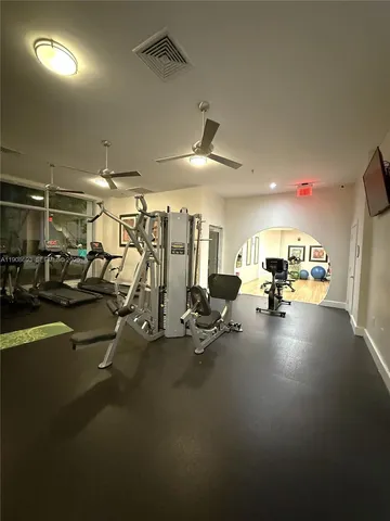 a view of a room with gym equipment