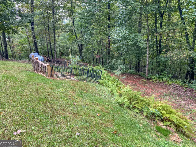 a view of a house with a yard patio and a slide