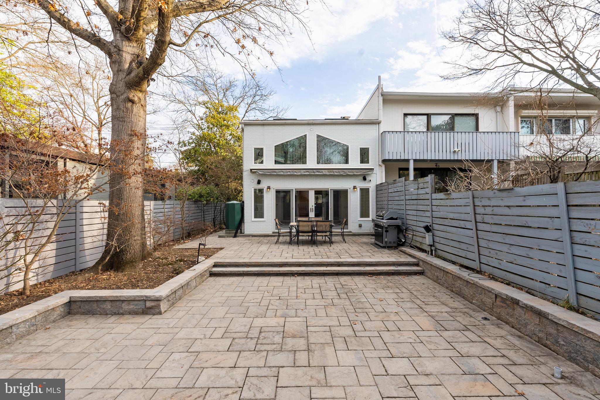 Deep Back Yard with Hardscape