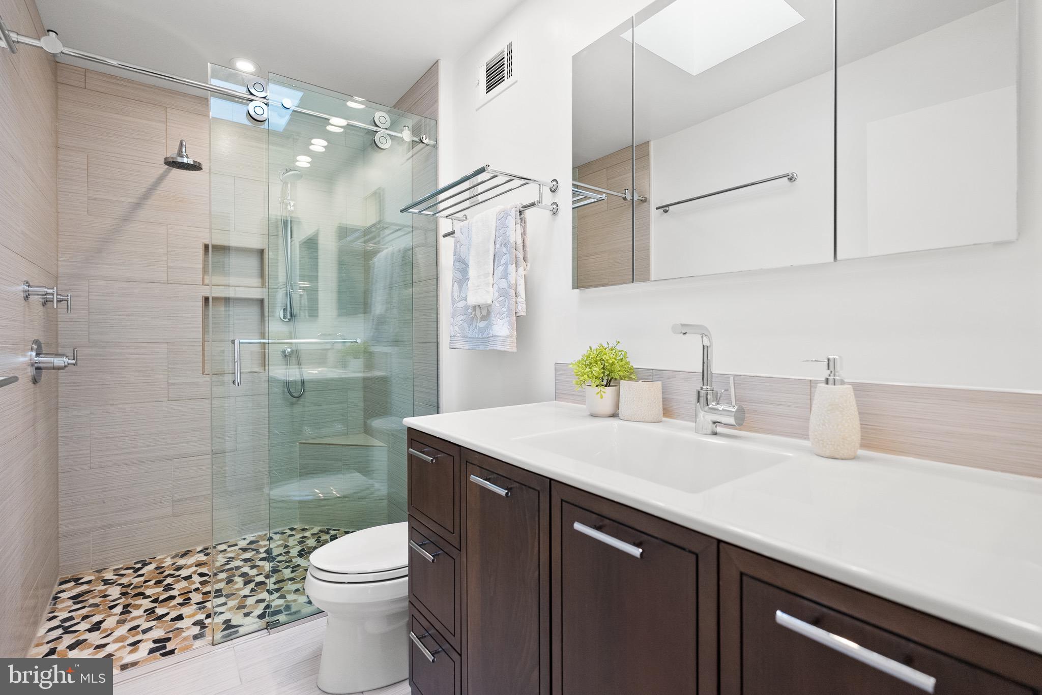 4854 Reservoir Road Northwest Washington, DC 20007 - Photo 41 of 53 Zero entry shower; double sink vanity