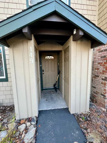 a view of a wooden door