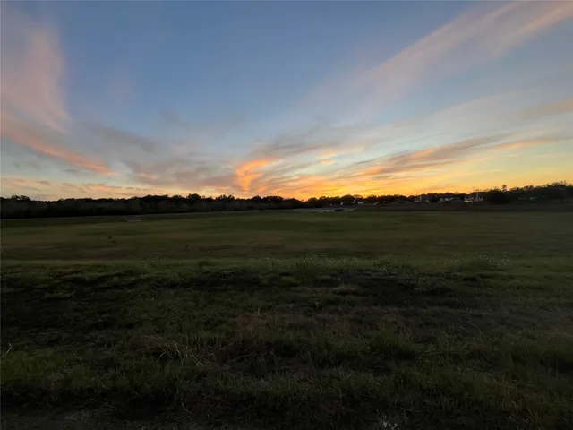 a view of a field of grass and trees