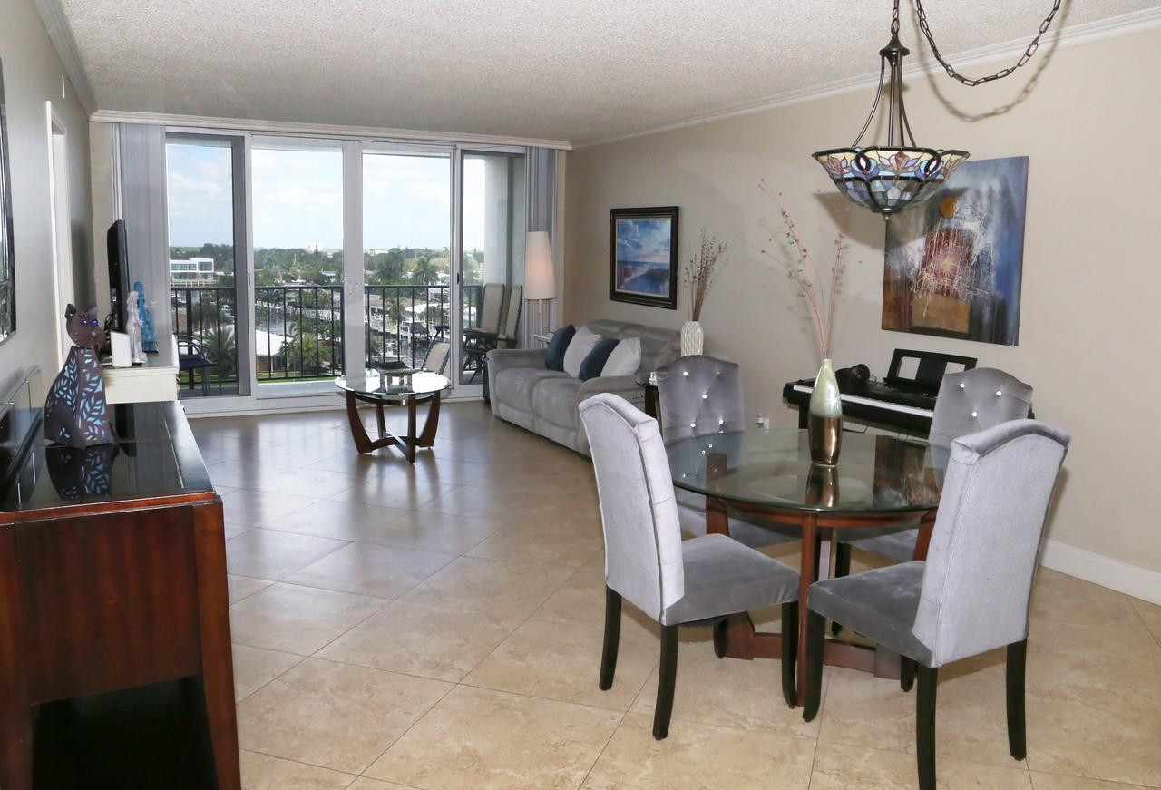 521 North Riverside Drive, Unit 602 Pompano Beach, FL 33062 - Photo 18 of 29 Dining and Living room