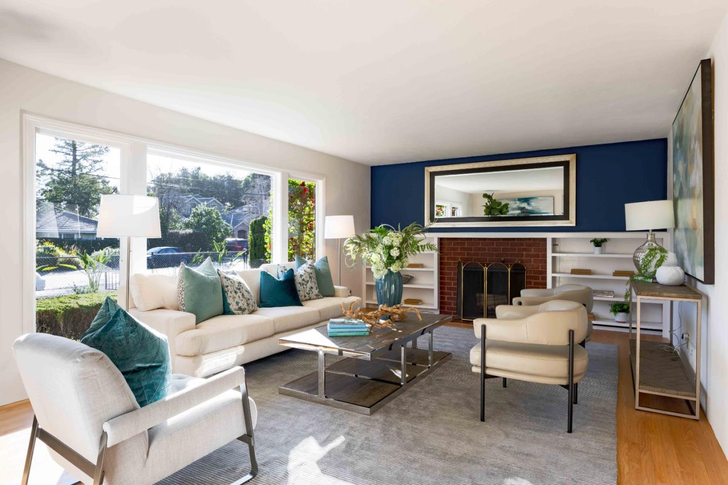 764 Parma Way Los Altos, CA 94024 - Photo 3 of 21 a living room with furniture a large window and a fireplace