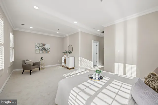 a bedroom with a bed and furniture