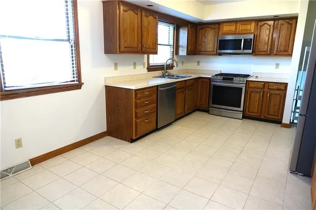 an empty room with windows